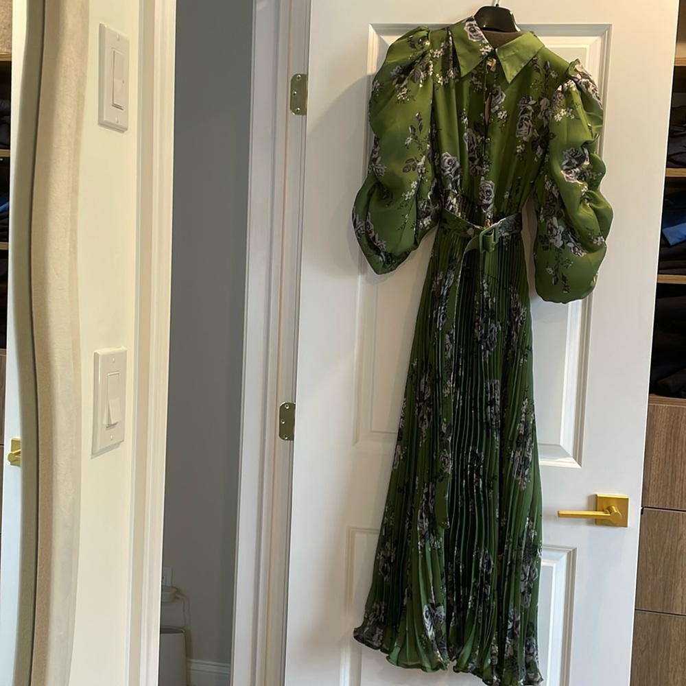By Timo pleated Dress. Size Large. Brand new. Green Roses